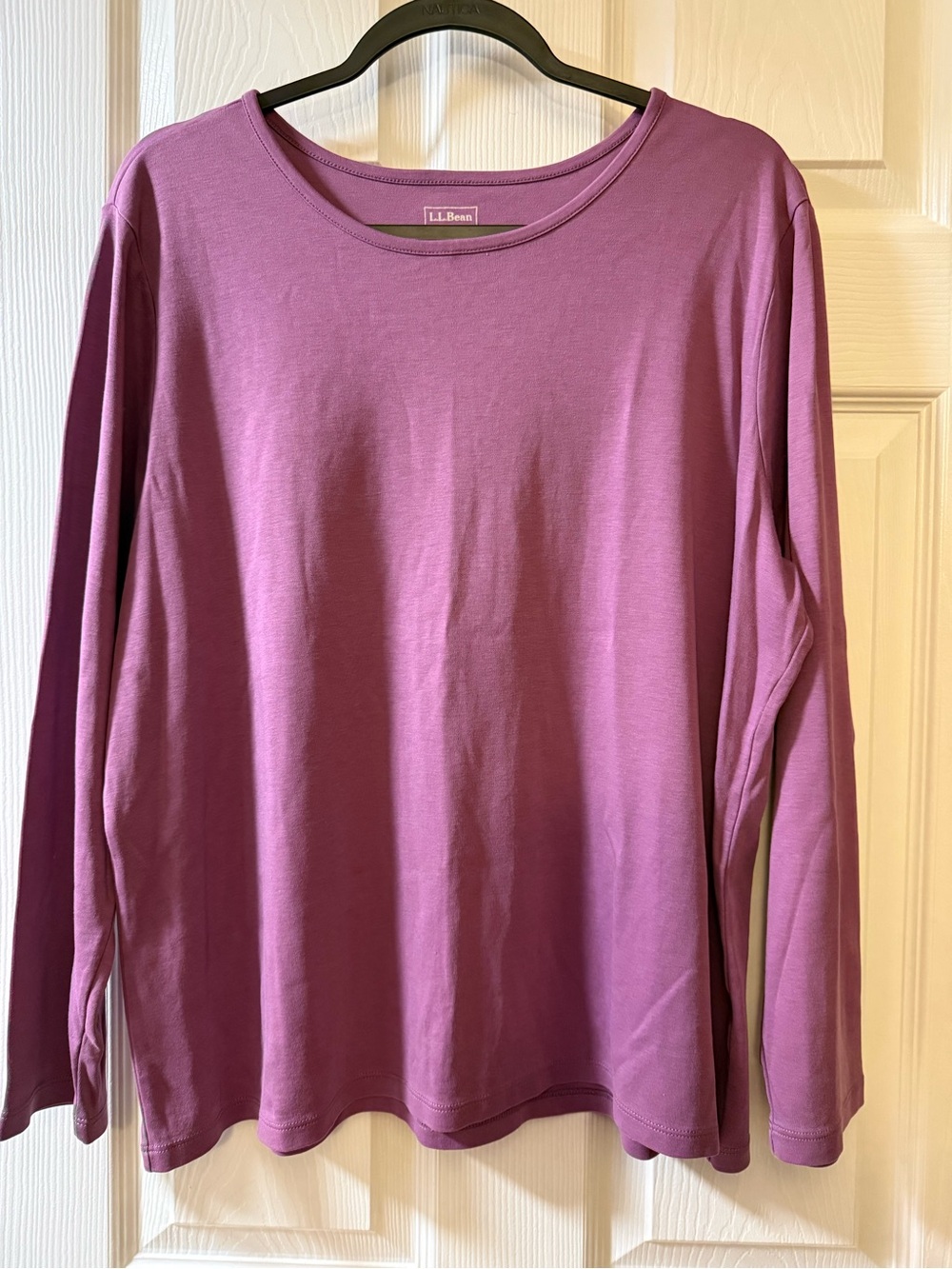 L.L. Bean Women's Long-Sleeve Crewneck Cotton Top in mauve sz 1X